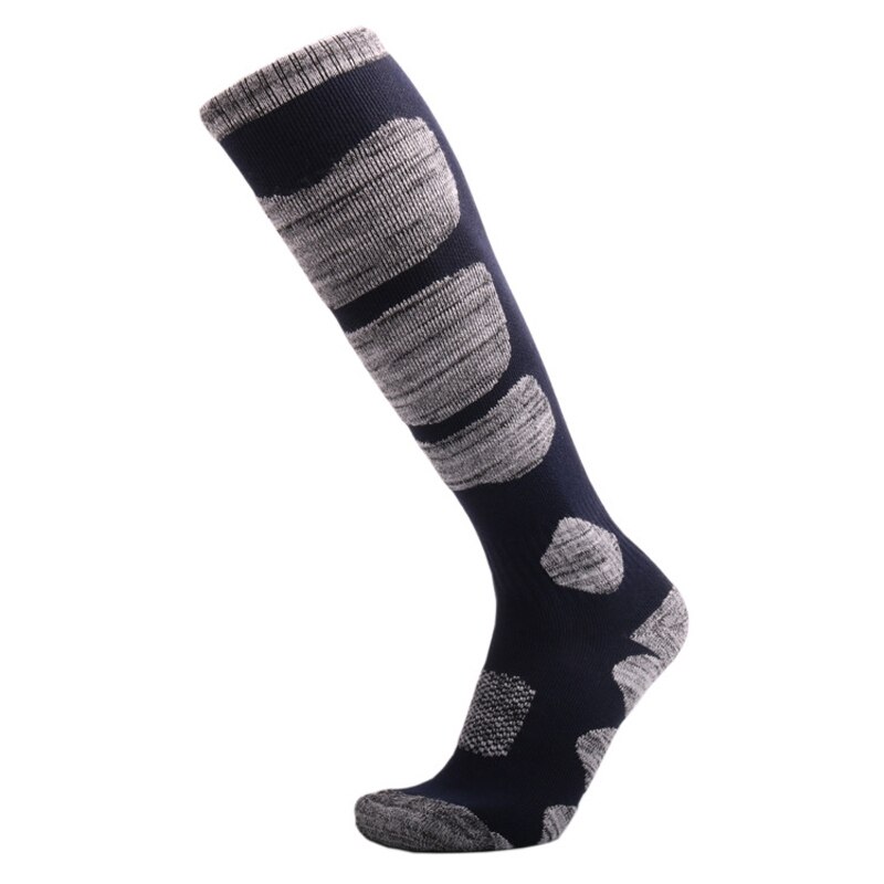 Winter Warm Thicker Cotton Bottom Towel Skiing Socks Outdoor Sports Men Wicking Snowboarding Hiking Climbing Socks: Navy Long