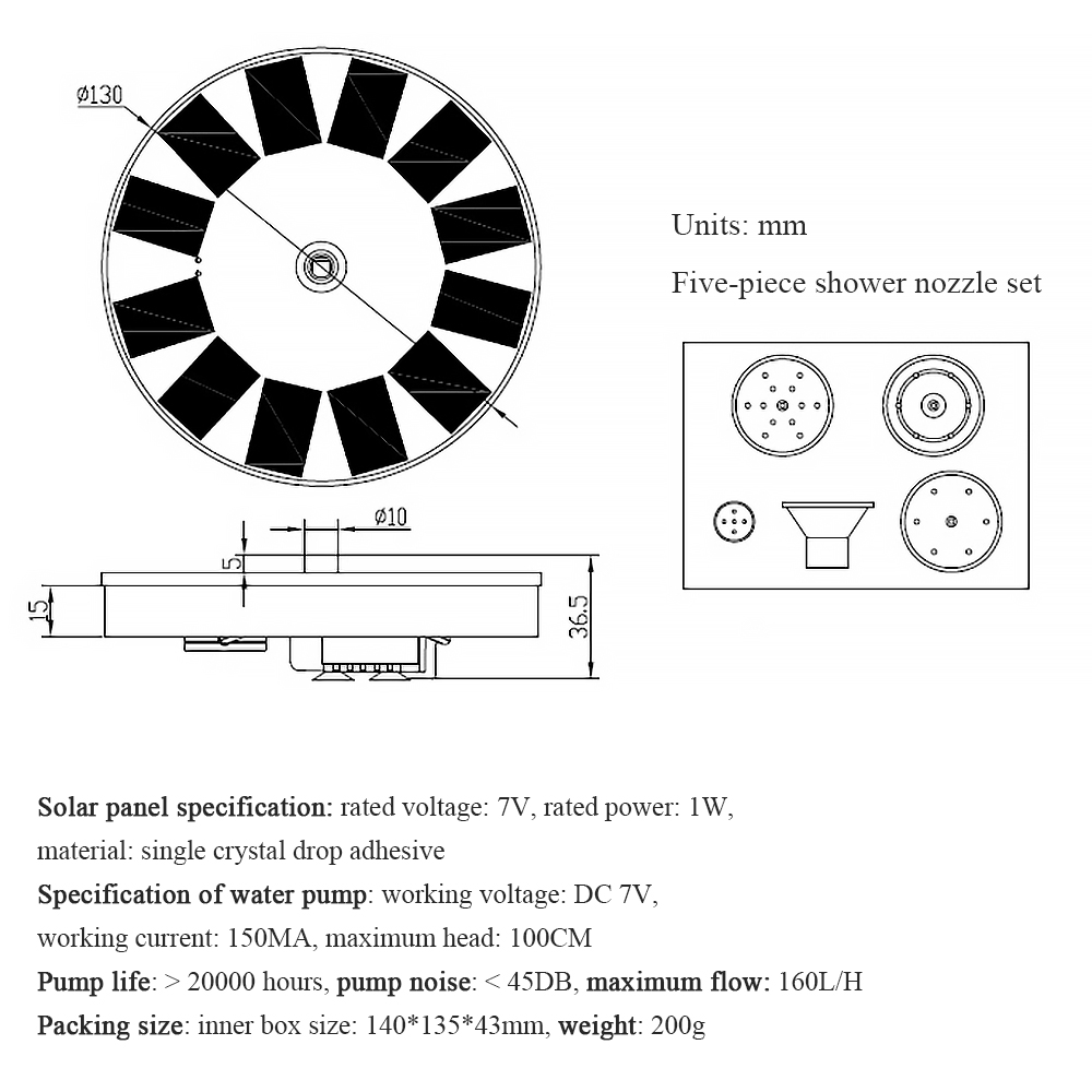 Garden Solar Water Fountain Pool Pond Waterfall Fountain Outdoor Decora Panel Bird Bath Floating Water Fountain Pump Fountain