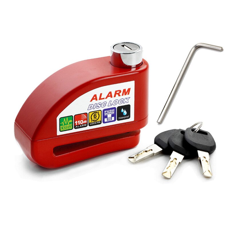 CARCHET impermeable moto rcycle alarma cerradura de bloqueo de seguridad anti-robo de bloqueo moto freno de disco de cerradura + 3 Llaves + Destornillador hexagonal