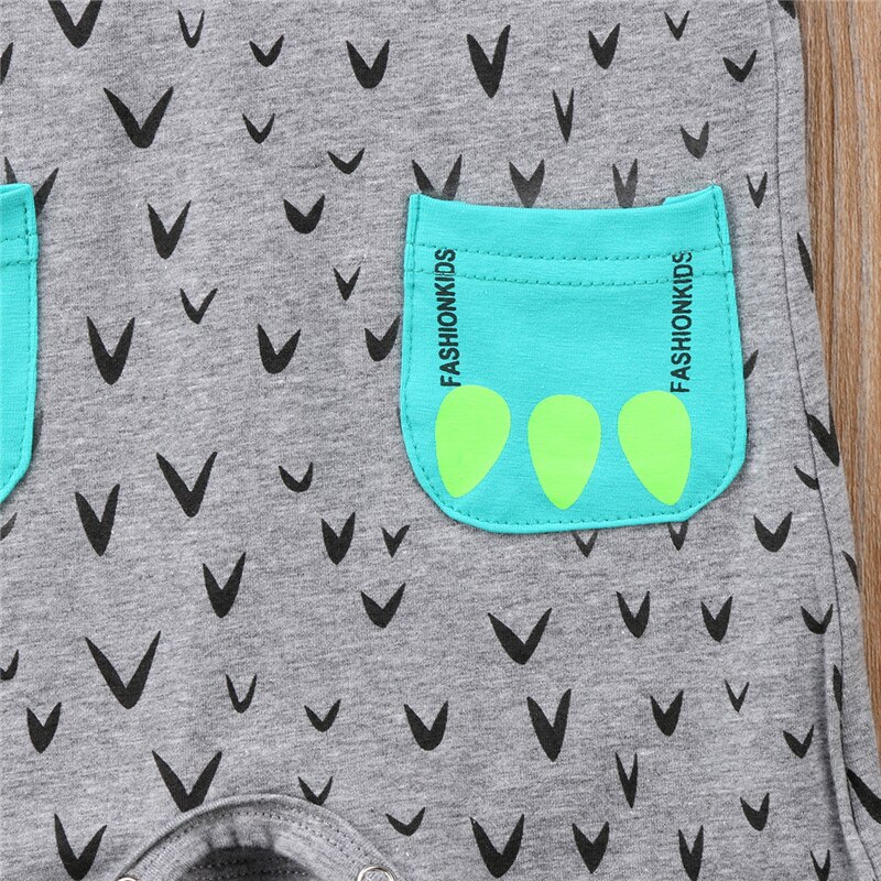 Mignon infantile bébé vêtements bébé garçon filles dessin animé monstre barboteuse combinaison à manches courtes à capuche été tenue vêtements