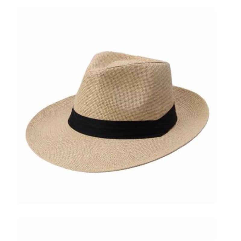Gorra de paja de ala ancha Unisex, nueva , sombrero Casual de playa de ala grande, sombrero de playa de verano hecho a mano para hombres y mujeres: light brown
