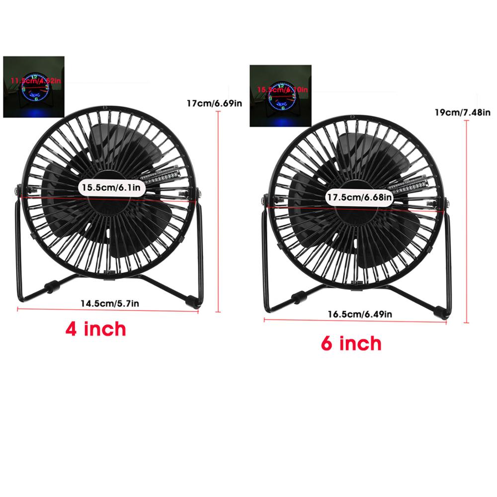 Time Clock USB Cooling Fan Desktop Clock Cooler Time LED Clock Display Temperature USB LED Clock for Home Office