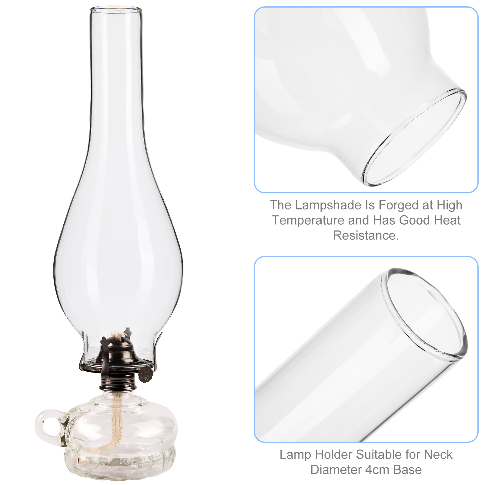 Long Kerosene Lamp Glass Shade Cover for Oil Shades Hurricane Parts Lantern Chimney Lampshade