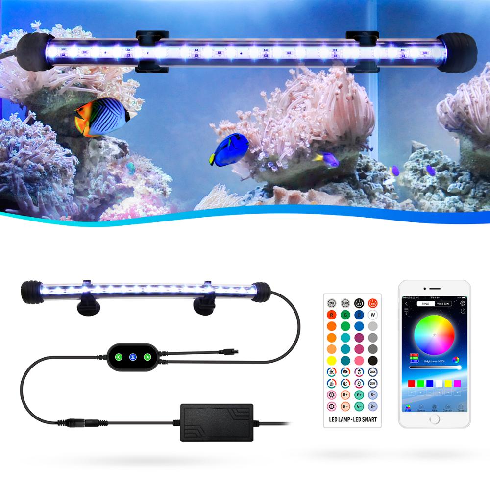 LED Aquarium Lamp For Fish Tank Plant Grow Lights Remote/APP Control Timer Function RGB Lamp For Aquarium LED Lighting 20-60CM