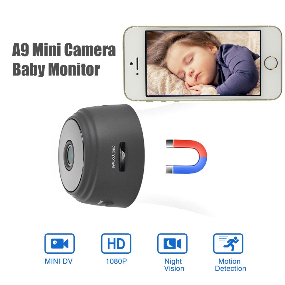 A9 Wifi Babyfoon 1080P Nachtzicht Groothoek Video Camcorder Bewegingsdetectie Cam W/Magnetische Houder Voor home Security