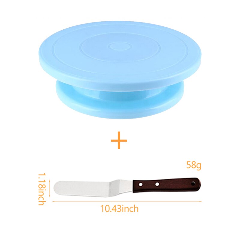 Plastic Cake Turntable Set Rotating Cake Decorating Turntable Stand DIY Cakes Rotator Revolving Cakes Decorating Tool 132: Blue 2pcs
