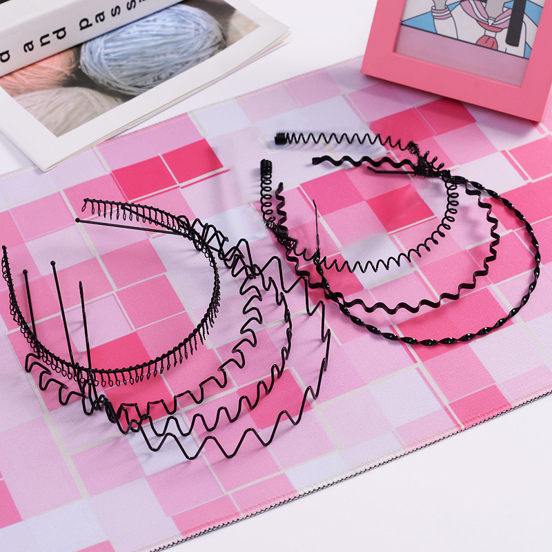 Metalen haarband voor mannen en vrouwen, unisex, zwarte golvende haarband, gezichtsreinigingshaarband, 5mm breedtes, eenvoudige sporthaarband, haaraccessoires