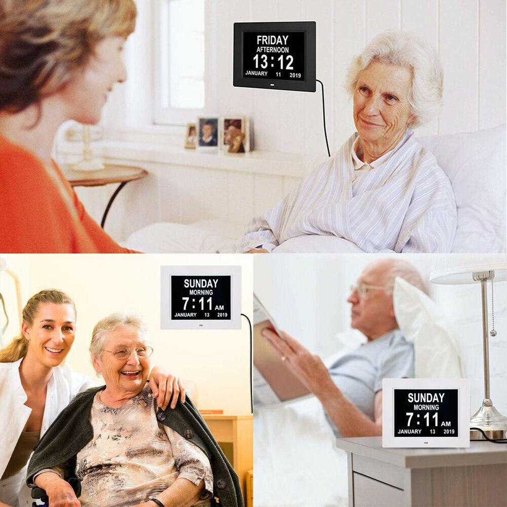 8 &quot;Inch Lcd Digitale Klok Kalender Datum Dag Tijd Klok Auto Dimmen 8 Talen Hd Display Herinnering Alzheimer