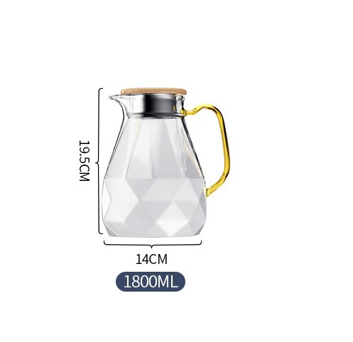 2200ml żaroodporny szklany czajnik, o dużej pojemności podgrzewany szklany dzbanek robić kawy, zestaw robić herbaty domowej sok śniadanie mleko przezroczysty czajnik: 1800ML