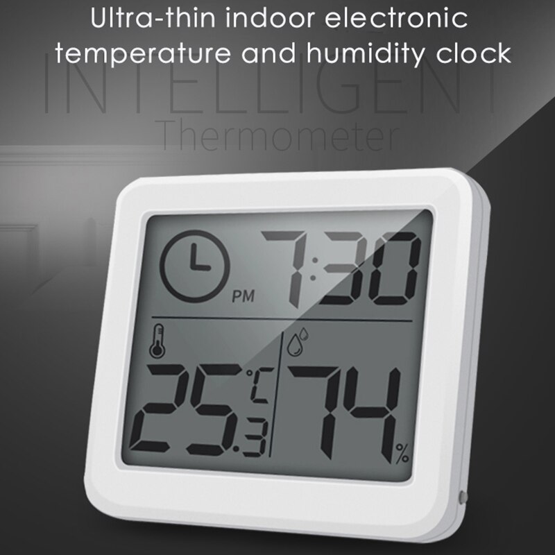 Indoor Thermometer Multifunction Thermometer Hygrometer Automatic Electronic Temperature Humidity Monitor Clock Large LCD Screen