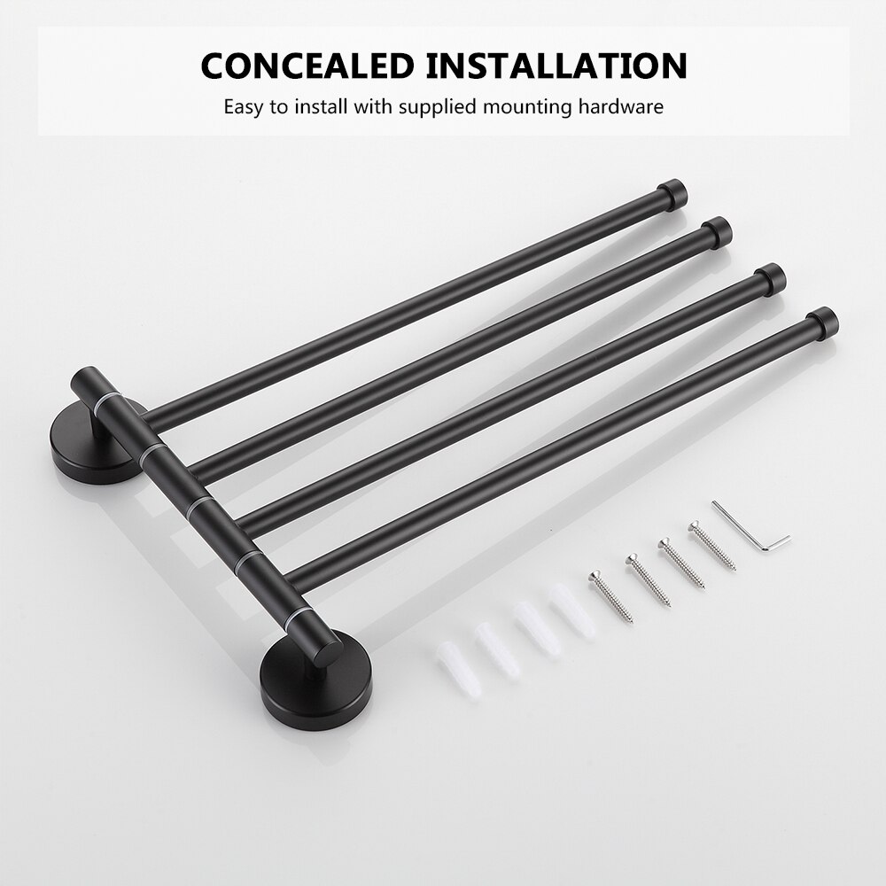 Swivel Handdoek Bar Beweegbare Dubbele Handdoek Rails Chrome Gepolijst Matt Rubber Zwart Badkamer Accessoires