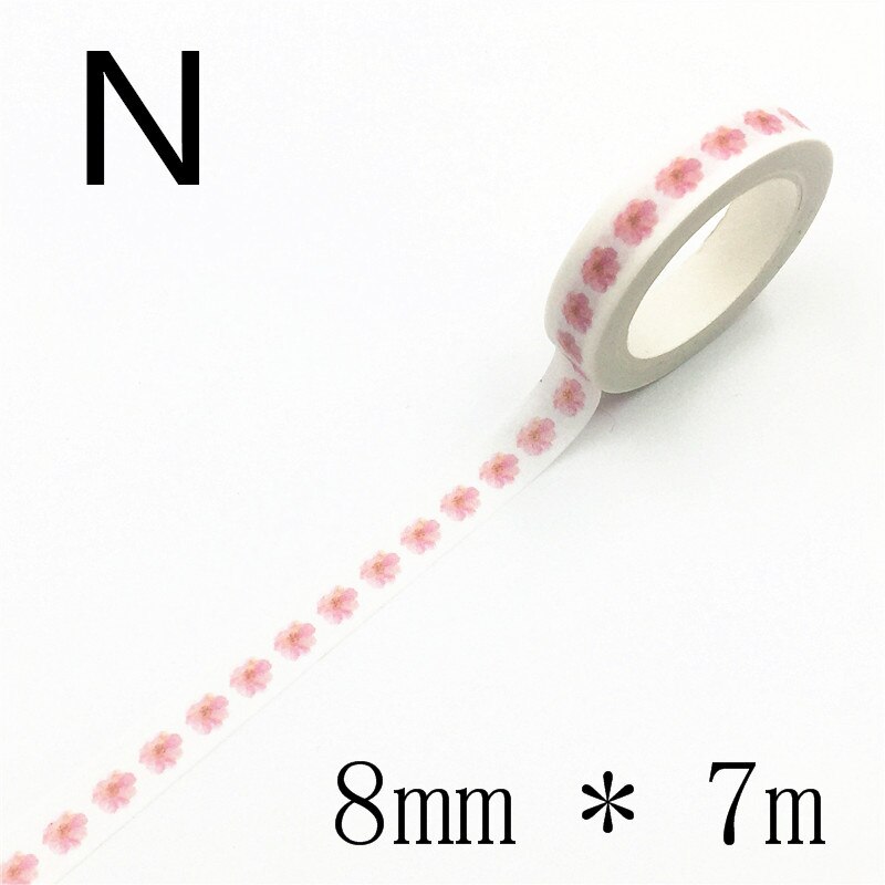 Autocollant amour et feuilles pour scrapbooking, étiquette scrapbooking, ruban de masquage décoratif, matériel en papier, Album Photo Escolar, Washi, Diy bricolage, 7m * 8mm: N