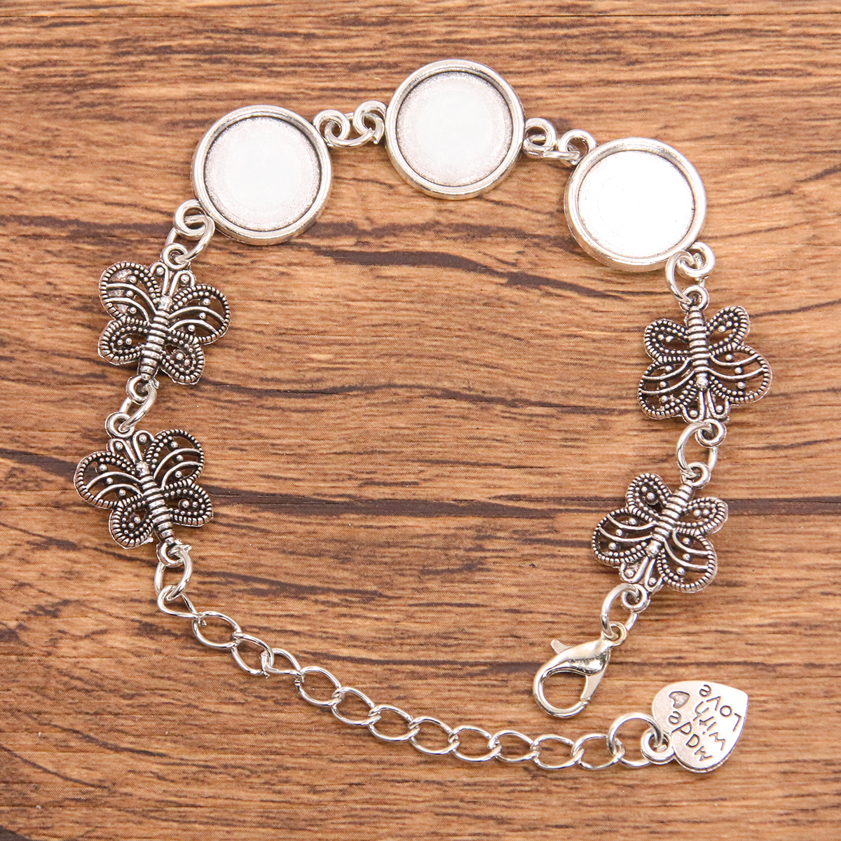 1 Uds., 2 colores, 15 estilos, aleación de Zinc de Metal, pulsera redonda de 12mm, ajuste de cabujón, conector de flor y Luna, accesorios de joyería hechos a mano: Gris claro