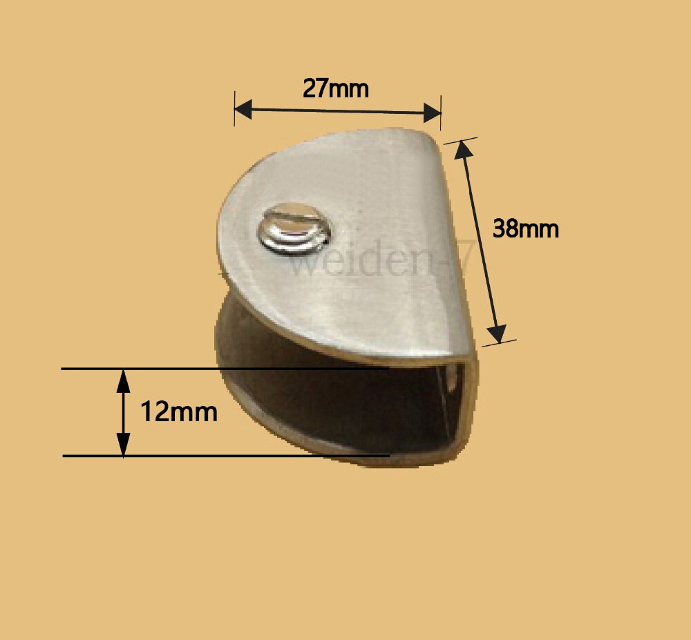 Glass 38mm Stainless Steel Semi-Circle Clamp Clip 1 Pc Stainless Steel Half Round Glass Clamp Clip Silver Tone