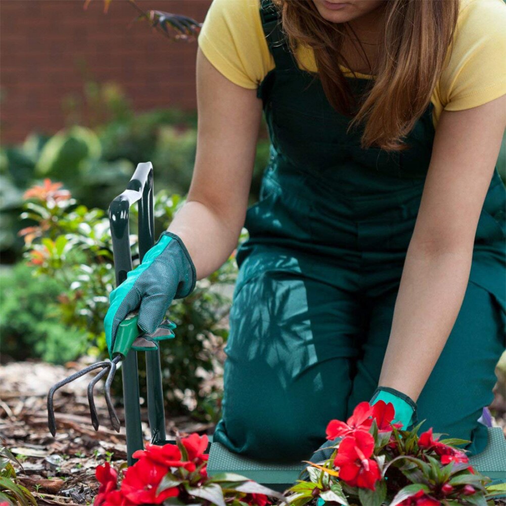 Gardening Kneeler With Handles Folding Stainless Steel Garden Stool With EVA Kneeling Pad Gardening Supply Side Pocket