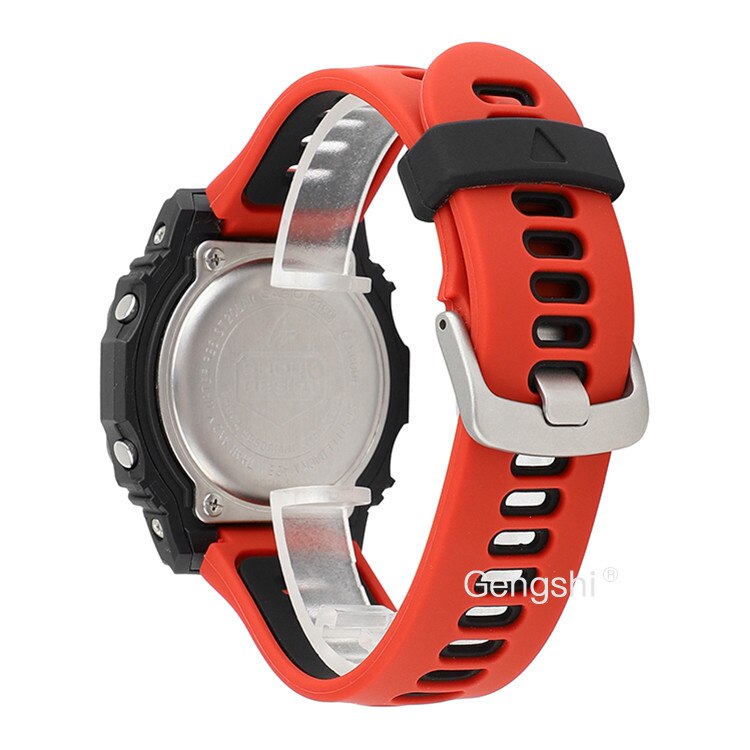 16mm silikone urrem, der passer til casio g shock aw -590 591 awg -m100a m100b awg -m100 g-7700 awg -100 awg -101: Rød sort