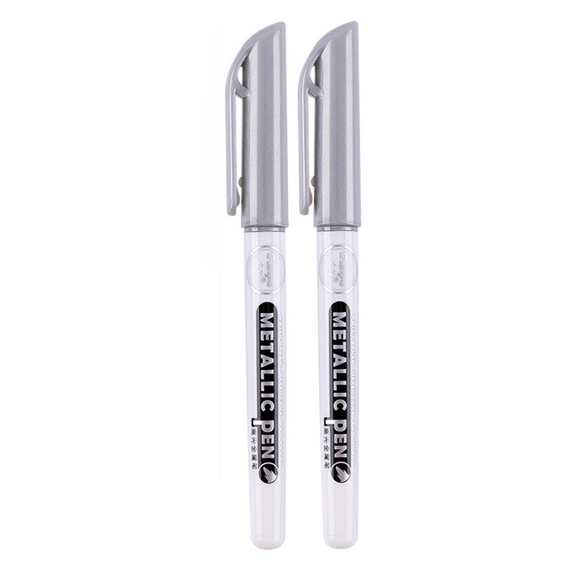 2 sztuk złoto srebro metaliczny długopis żywica pióro do rysowania farba akrylowa podkreśla mazak permanentny dla DIY żywicy epoksydowej Crfat: 2pcs silver