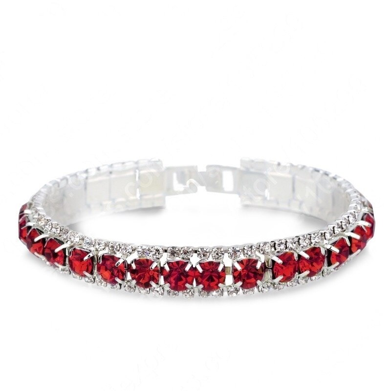 925 Sterling Zilver Silve Vrouwen Klassieke Sieraden Clear Red Cubic Zirkoon Armband &amp; Bangle: red