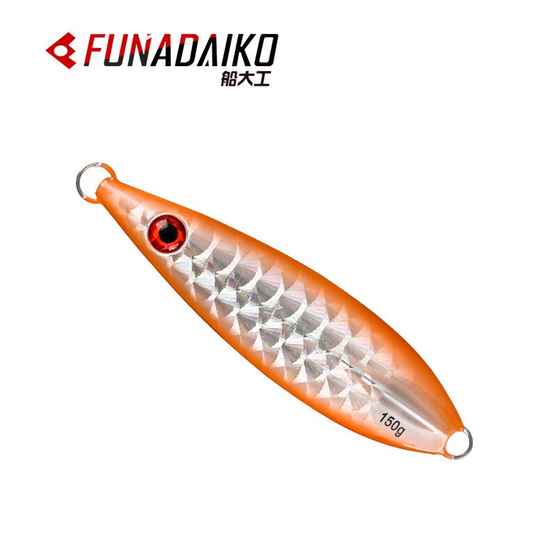Funadaiko bly jig metal jig 150g 200g 300g 400g kunstige agn fiskeri lokke langsom jig jigning lokke langsom metal jig fiske jig: Orange laser / 150g