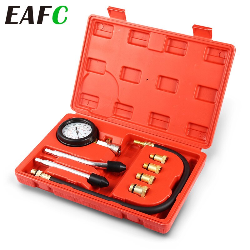 Car Compression Tester Pressure Gauge Tester Kit Motor Auto Petrol Gas Engine Cylinder Motorcycle Pressure Gauge with Adapter