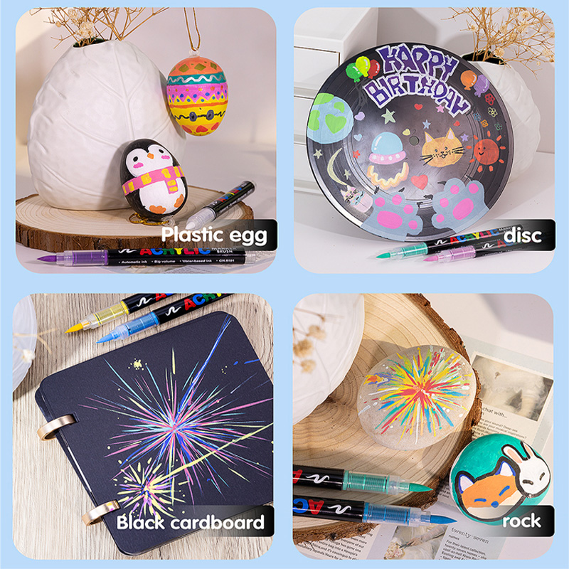 Guangna Acrylic Painting Markers Set Plumones 72/60/48/36/24/12 Colors Soft Brush Pen Marcadores Drawing Graffiti Art Supplier