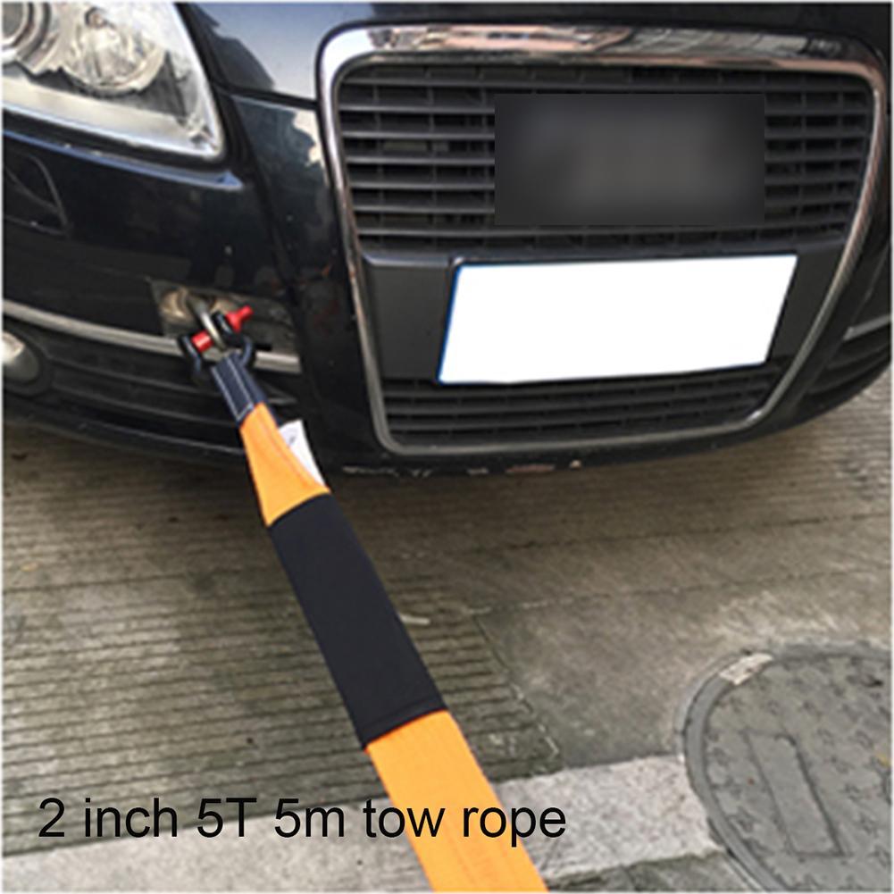 16ftx2in 5 Tons Heavy Duty Car Road Recovery Tow Strap Towing Rope Orange