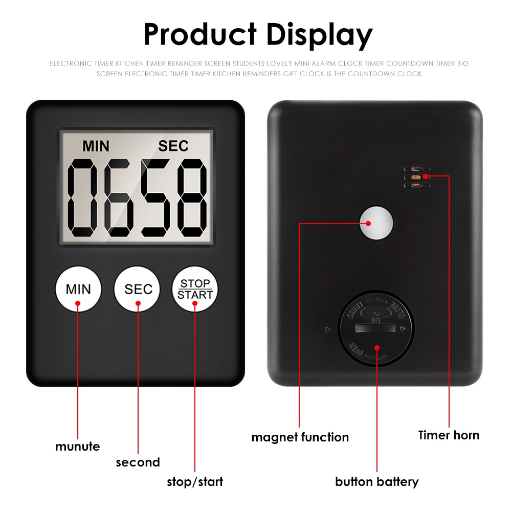 8 Kleuren Lcd Digital Kitchen Timer Count-Down Up Klok Luid Alarm Magneet Klok Diy Keuken Oven Koken Timer temporizador