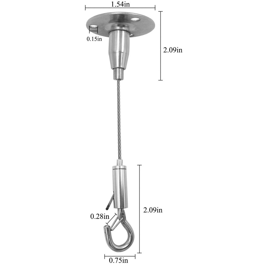 2 Pcs Wire Rope For Hanging Picture Frames, Mirrors, Chandeliers, Signs, Lights Automatic Wire Rope Clamp With Lock Hook