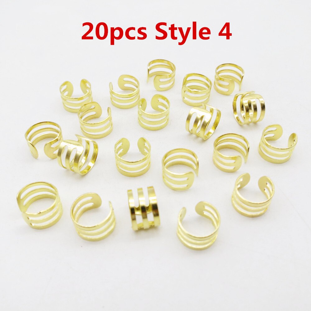 10 stk /20 stk justerbar viking hår Grue seg fletter dreadlock skjegg perler mansjetter klips til hår kvinner menn tilbehør: 20 stk stil 4