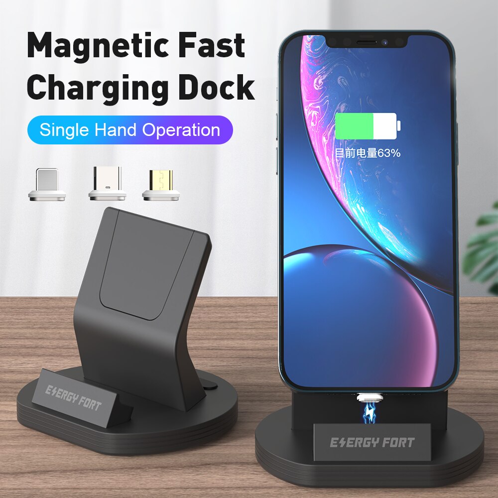 Cargador de teléfono magnético para iPhone 12, Huawei Dock Station, Samsung, Xiaomi, Oneplus, tipo C