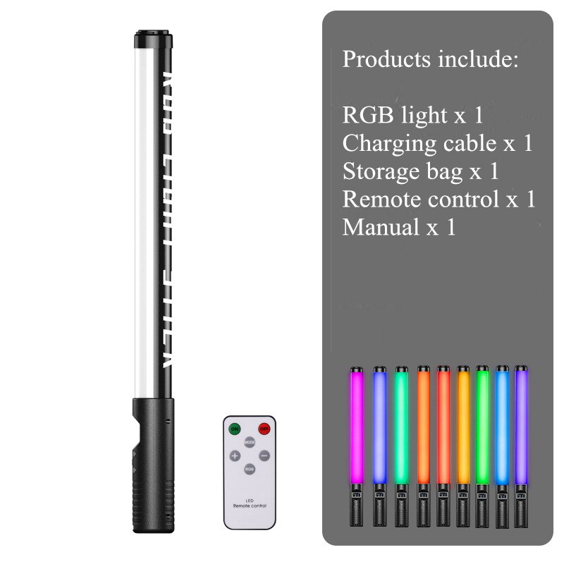 Rgb colorido led vara luz de preenchimento handheld 10w 3000k led flash luz vara speedlight iluminação fotográfica: Black