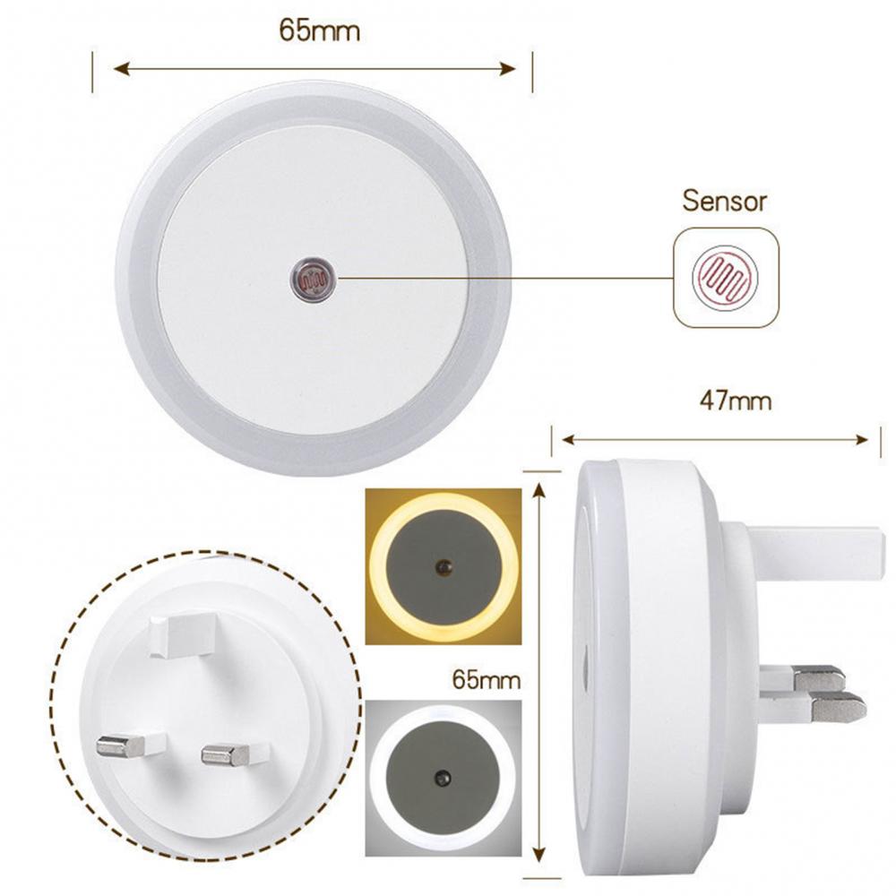 Round Wall Plug-in LED Light Sensor Night Light Plug In Sensor Light Luminaire Led Lamp Baby Nightlight Children Bedroom Round