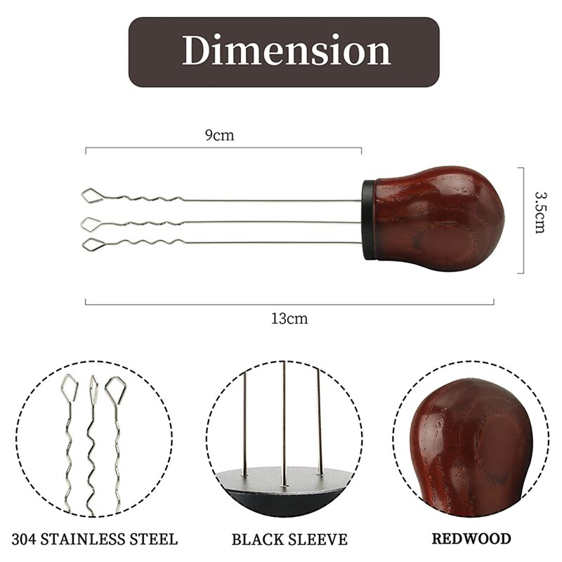 Needle Espresso Coffee Stirrer, Stirring Tool for Coffee Distribution Powder Handle Barista Redwood