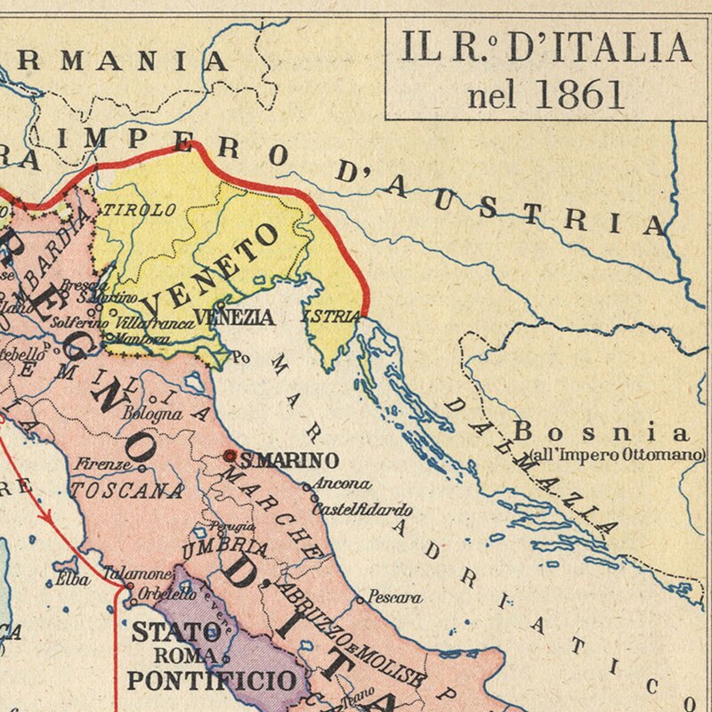 84*59cm The Italy Map Canvas Painting Retro Wall Art Poster for Office Home Decoration School Supplies