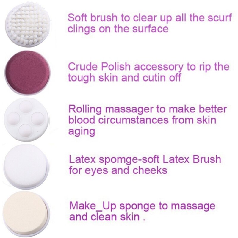 5 in 1 Electric Facial Cleanser Face Cleaning Machine Skin Pore Cleaner Wash Body Cleansing Massage Brush