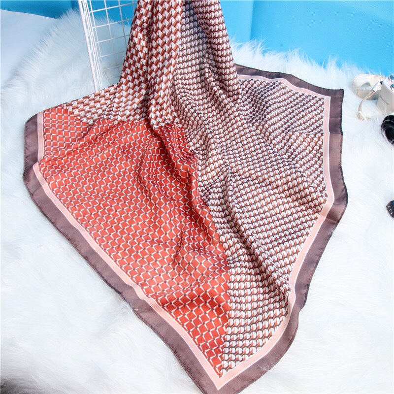 Small Silk Hair Scarf Women Foulard Neck Wrap 70cm Square Kerchief Soft Bandana Leopard Print Lady Head Band Scarve: 10