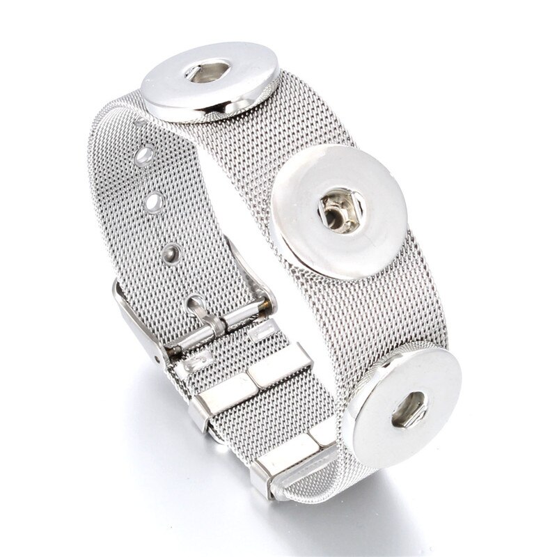 Real Stainless Steel Bracelets 18mm Snap Bracelet For Women Men's Watch Cuff Bangle Button Bracelet ZE277: 6