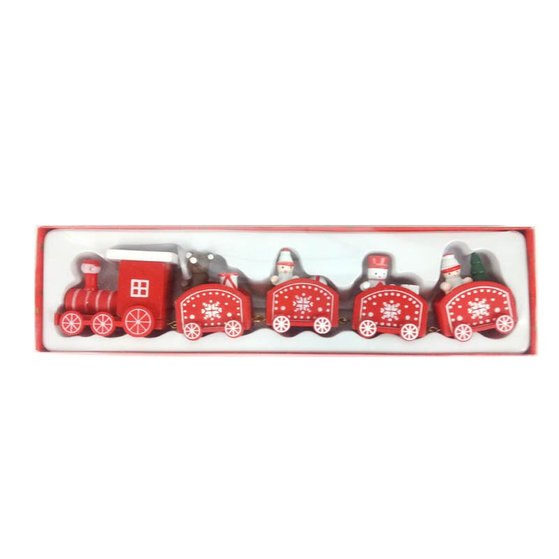 Decorazioni natalizie Montessori treno in legno bambini scuola materna regali per il giorno di natale decorazione per finestre giocattoli artigianali in legno: A Red 5pcs