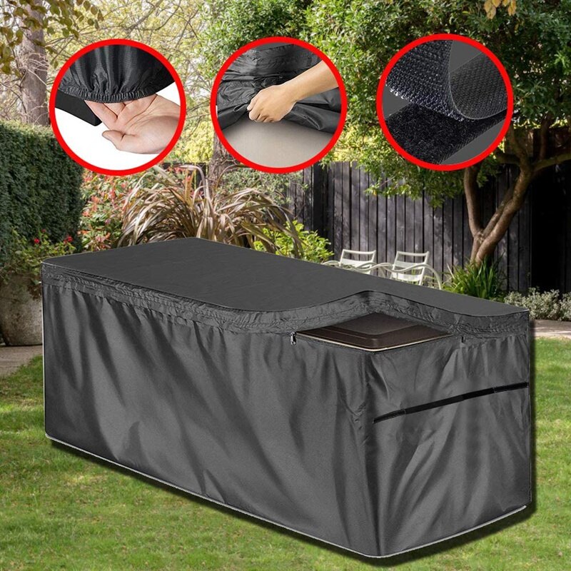 Terrace Deck Box Cover, Waterproof Outdoor Cushion Box Cover with Zipper, for Garden Deck Box Storage Bench Cover S