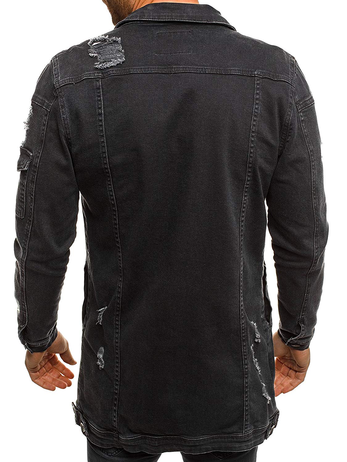 Men Cowboy Coat Autumn Style Beggar Hole Denim Jacket Loose Thin Sleeve Cowboy Jacket XXXL