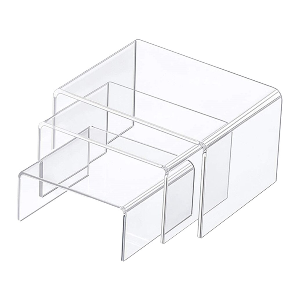 Clear Acrylic Riser 3", 4", 5" Product Display Case Retail Stands Set of 3