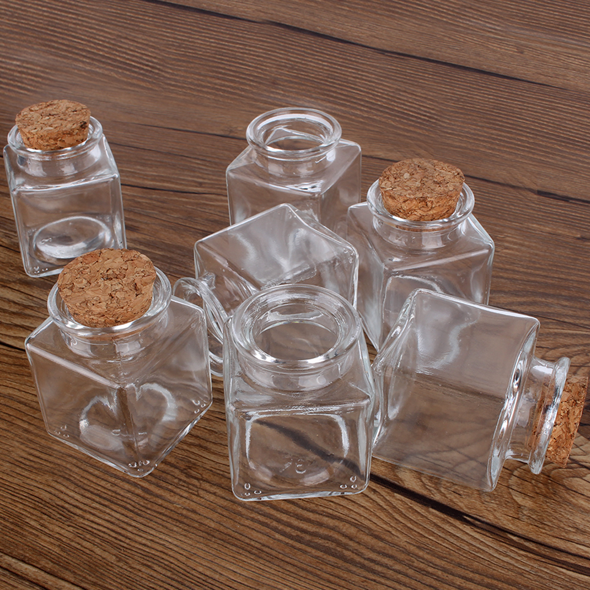 50Ml Transparante Vierkante Glazen Flessen Met Kurk Voor Bruiloft Diy Ambachten 50Ml Spice Jars Opslag Flessen