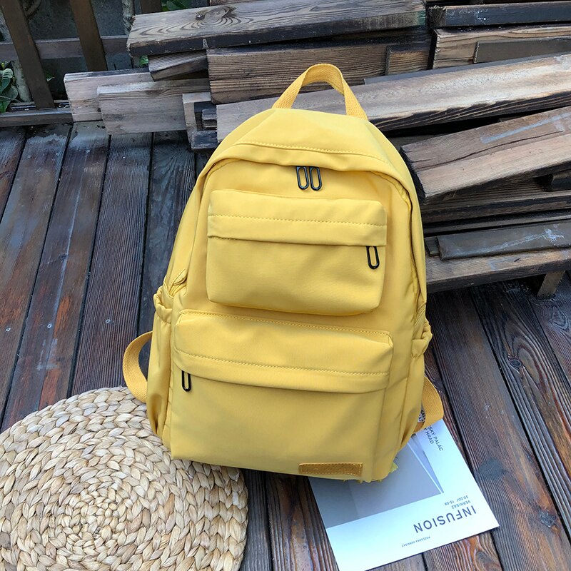 HOCODO, mochila de Color sólido, mochila para mujer, mochila para mujer de nailon resistente al agua, mochila grande para mujer, mochila escolar para adolescentes: Yellow