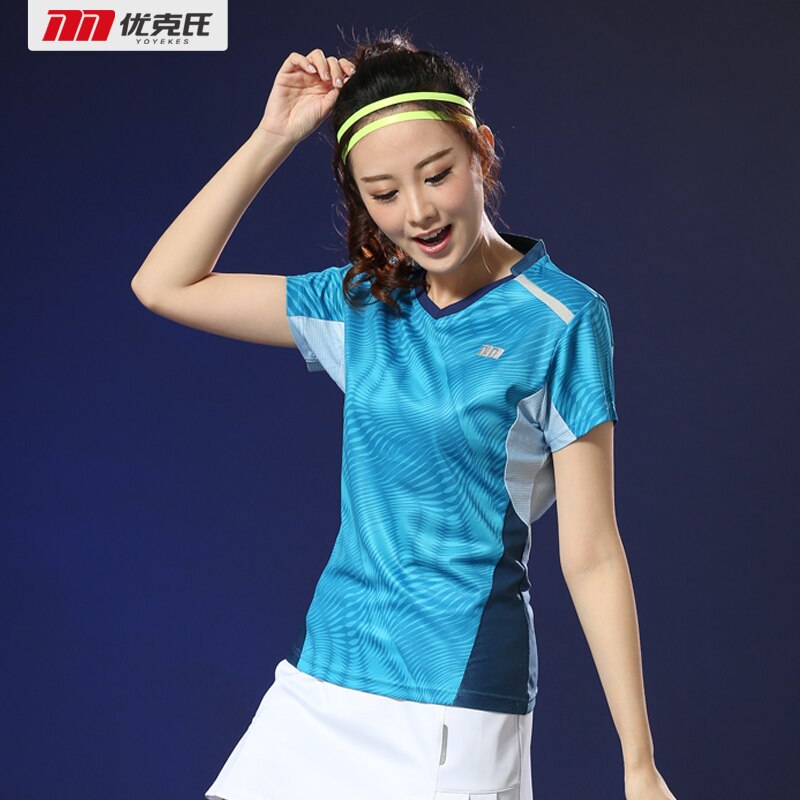 Badminton slid kvinders sommer hurtigtørrende skjorte svedabsorberende kortærmet v-hals tennis-t-shirt