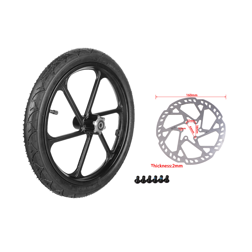 Bicycle 16 Inch Front Wheel 16x1.75 Tire Inner Tube Alloy Hub With Brake Disc For Electric Scooters Folding E-bike Bike Parts: Blue