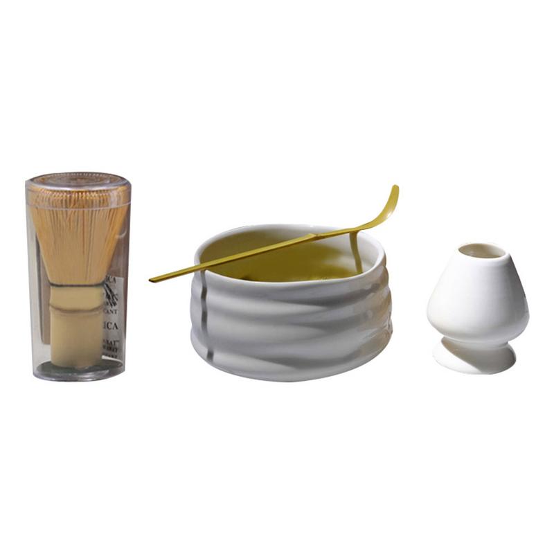 Te sett matcha te sett blandeskål sett bambus keramisk japansk te seremoni verktøy kombinasjon skje sett: Lysegrå