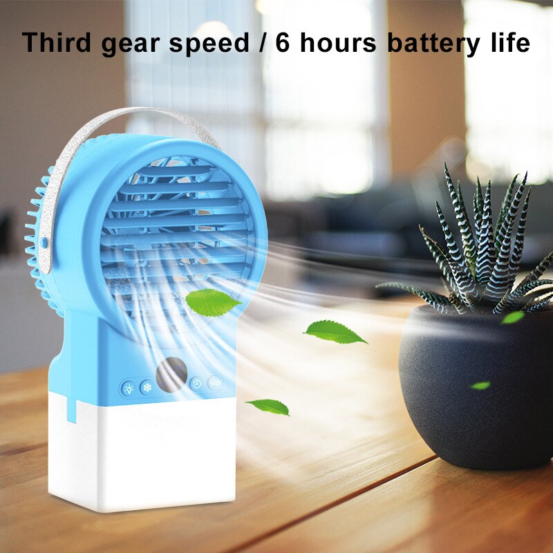 Mini Desktop Air Conditioning Fan Cooling Fan Small Air Cooling Fan Portable LED Light Water Cooling Fan HVAC Systems Parts TB