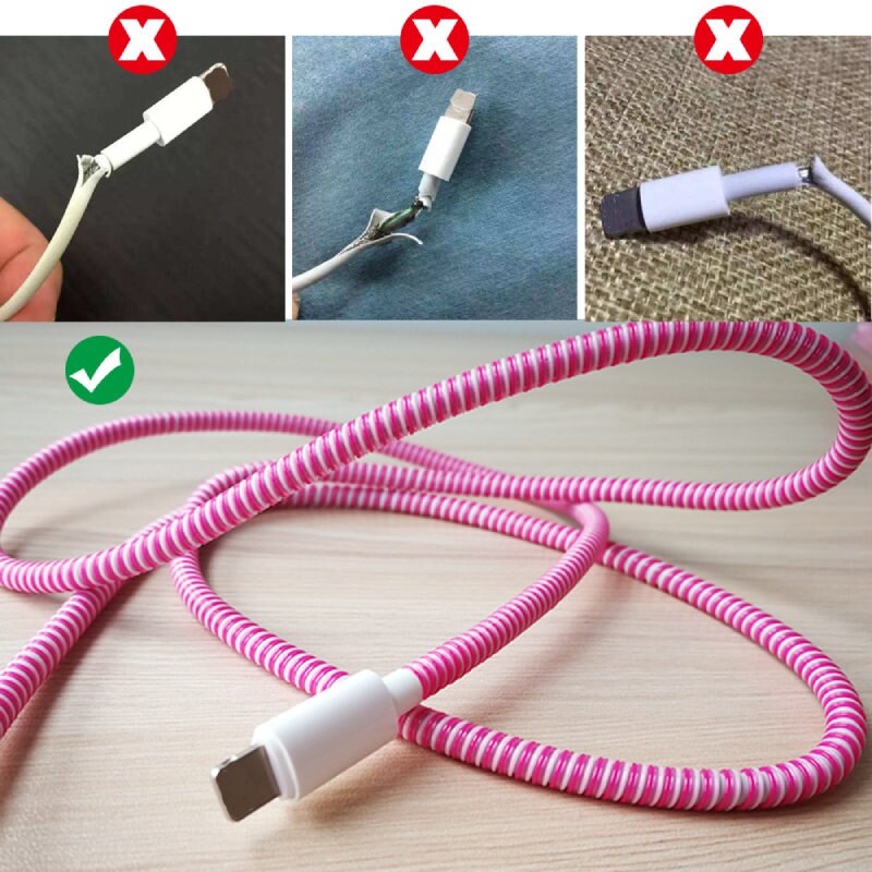 Protector de Cable para teléfono, cuerda de protección antirotura para Cable de carga USB, enrollador de datos para auriculares, 1,4 m