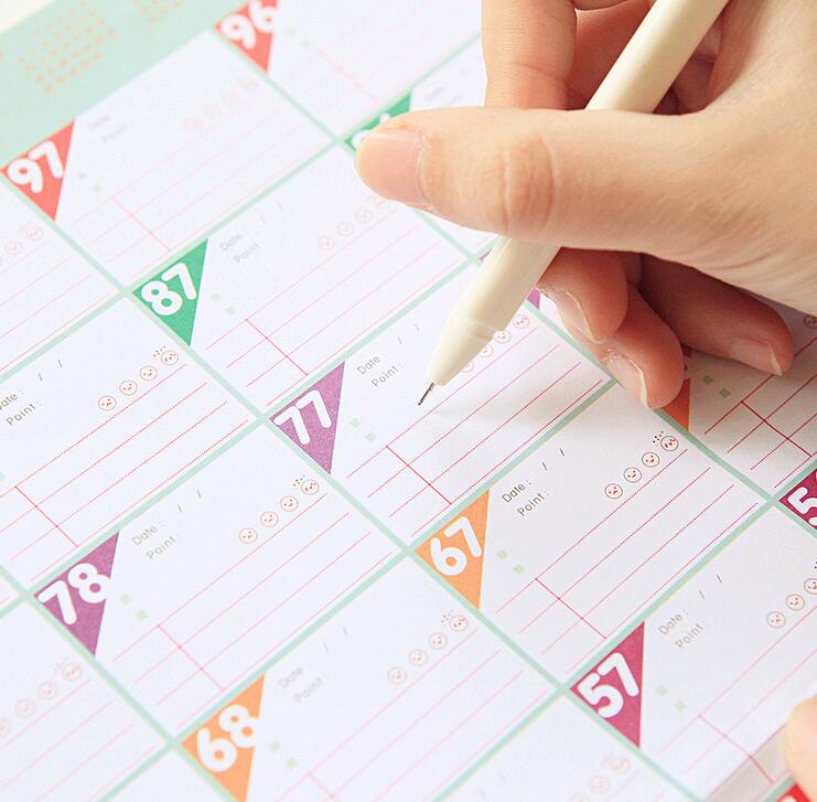 100 Days Countdown Daily Planner , Work Study Objective Schedule Planner , Weekly Planner