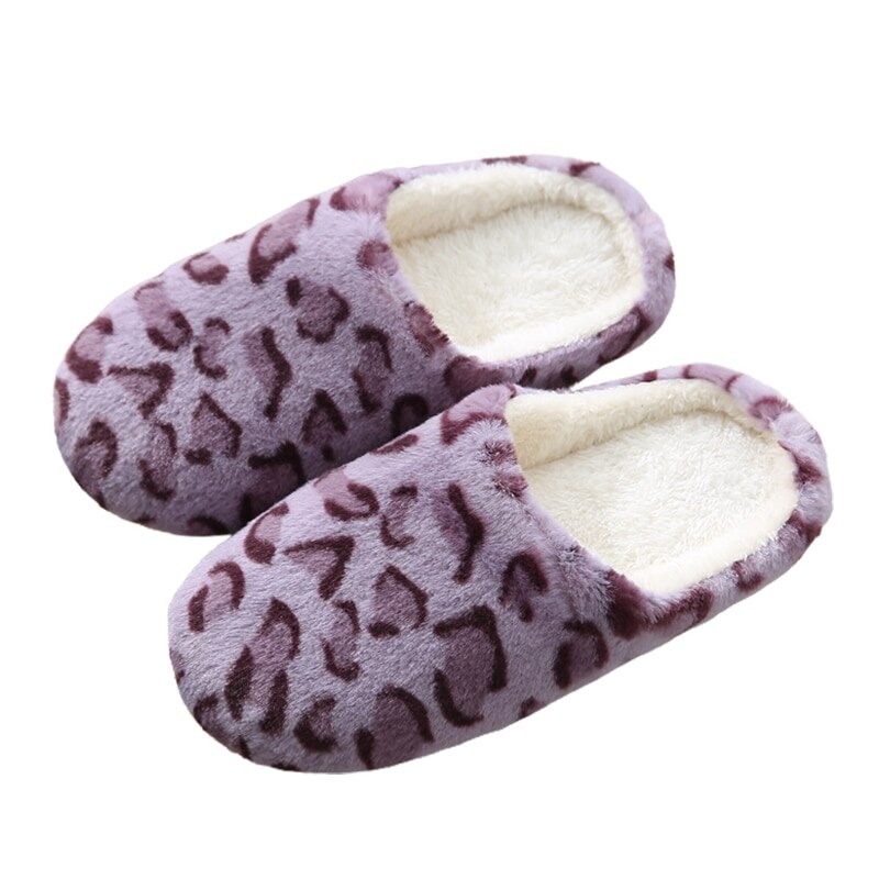 Léopard fond doux maison pantoufles femmes intérieur plancher pantoufles Non-glisse chaussures pour chambre maison femme pantoufles chaussures chaudes: Color 1 / 36-37